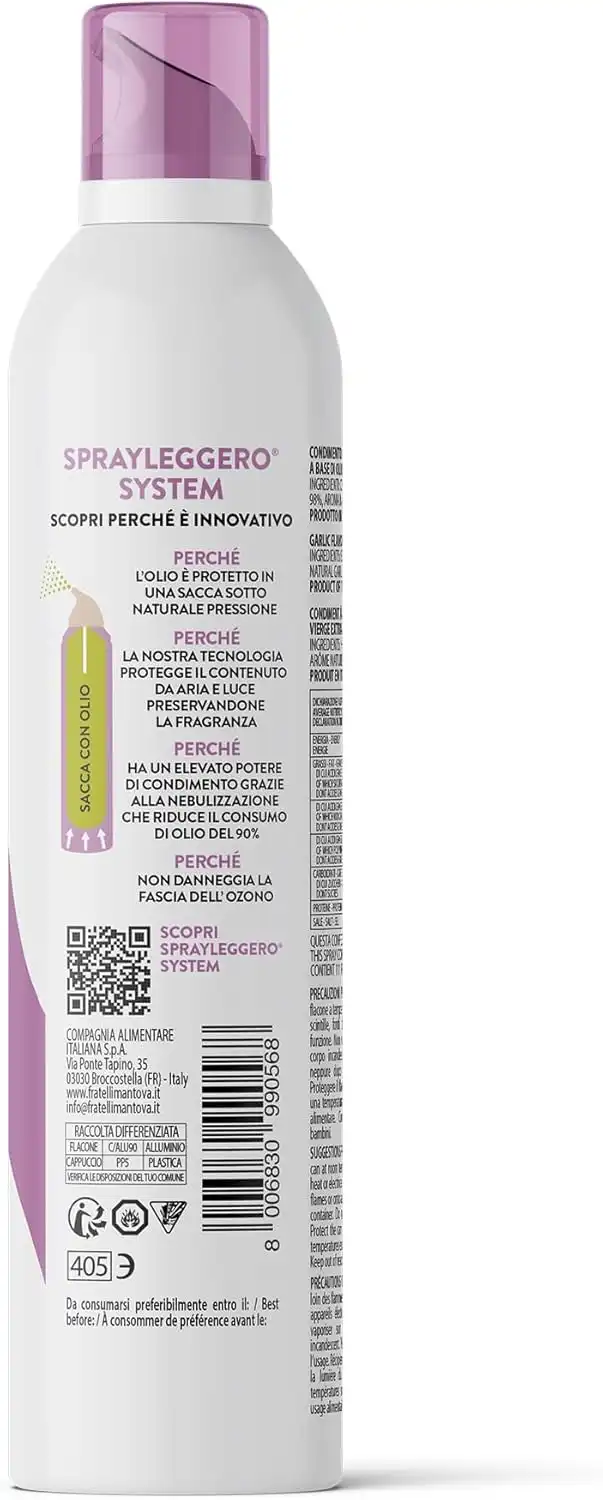 Olio Spray all’Aglio 200ml Extra Vergine di Oliva 100% Naturale Made in Italy