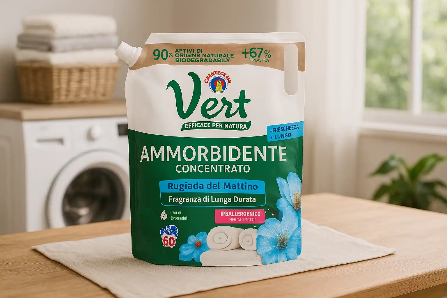 CHANTECLAIR Vert Ammorbidente Concentrato 60 Lavaggi Eco – Rugiada del Mattino
