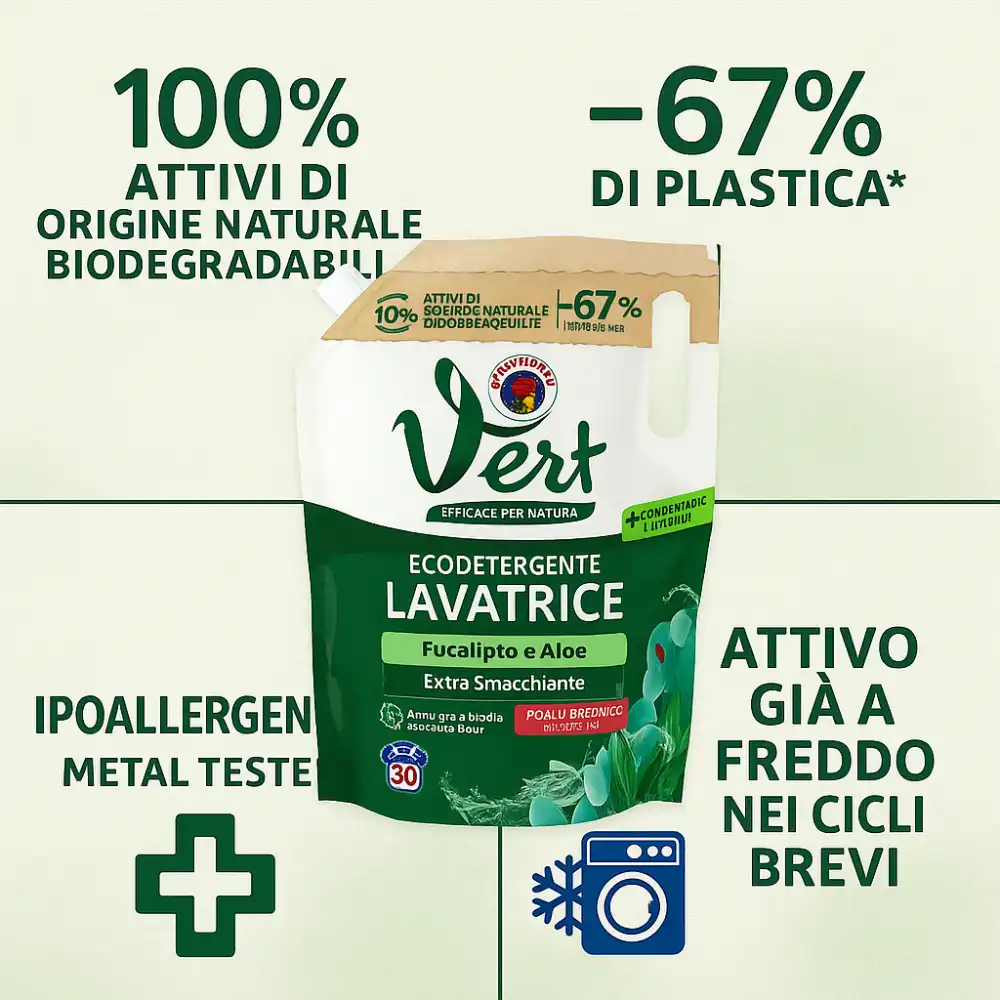 CHANTECLAIR Vert Lavatrice Liquido Aloe 30 Lavaggi Eco – Detergente Naturale
