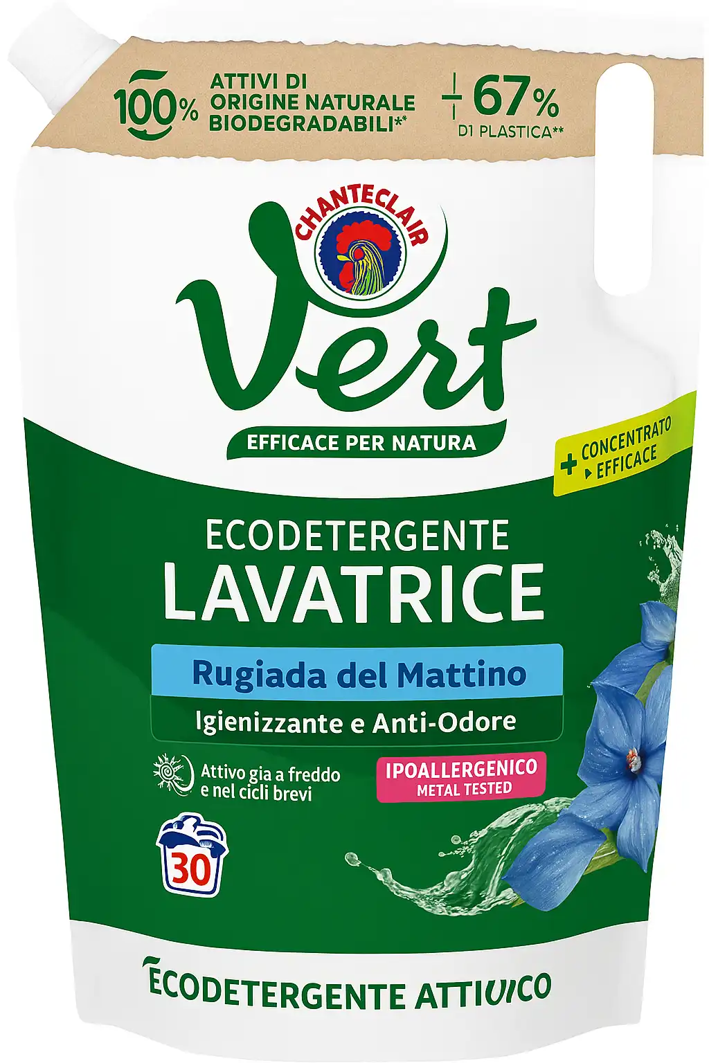 CHANTECLAIR Vert Ecodetergente Lavatrice Rugiada del Mattino – 30 Lavaggi