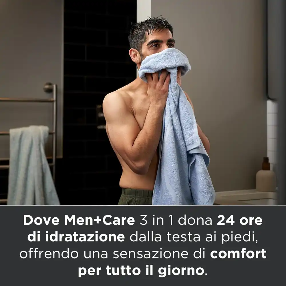 6x Dove Men+Care Cool Fresh Doccia Uomo 3in1 Corpo Viso Capelli 250ml