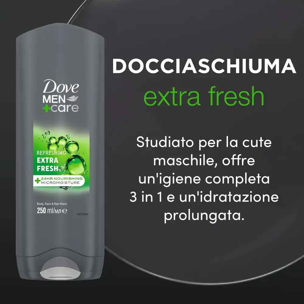 Dove Men+Care Extra Fresh Docciaschiuma Uomo 3in1 6x250ml Idratante