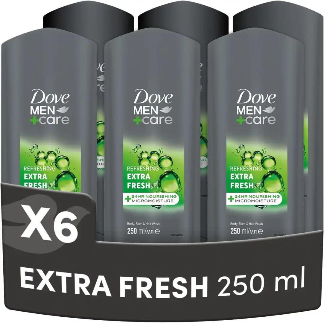 Dove Men+Care Extra Fresh Docciaschiuma Uomo 3in1 6x250ml Idratante