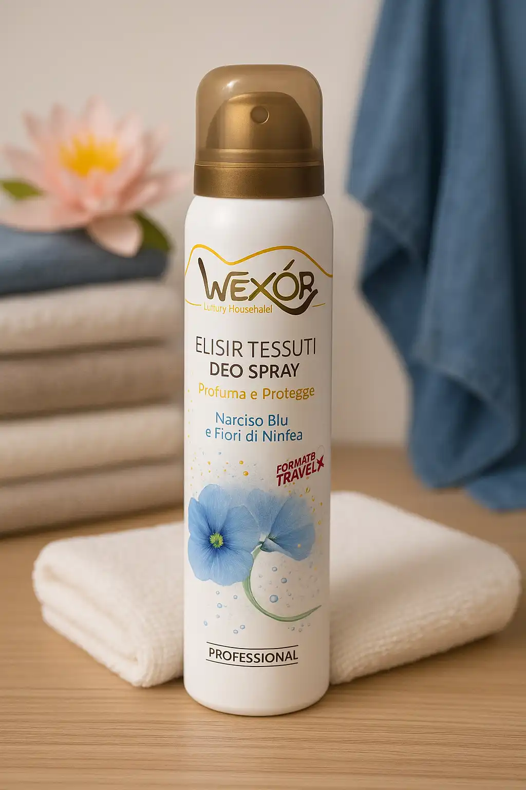 Wexór Elisir Tessuti Deo Spray 100ml Narciso Blu e Fiori di Ninfea Travel