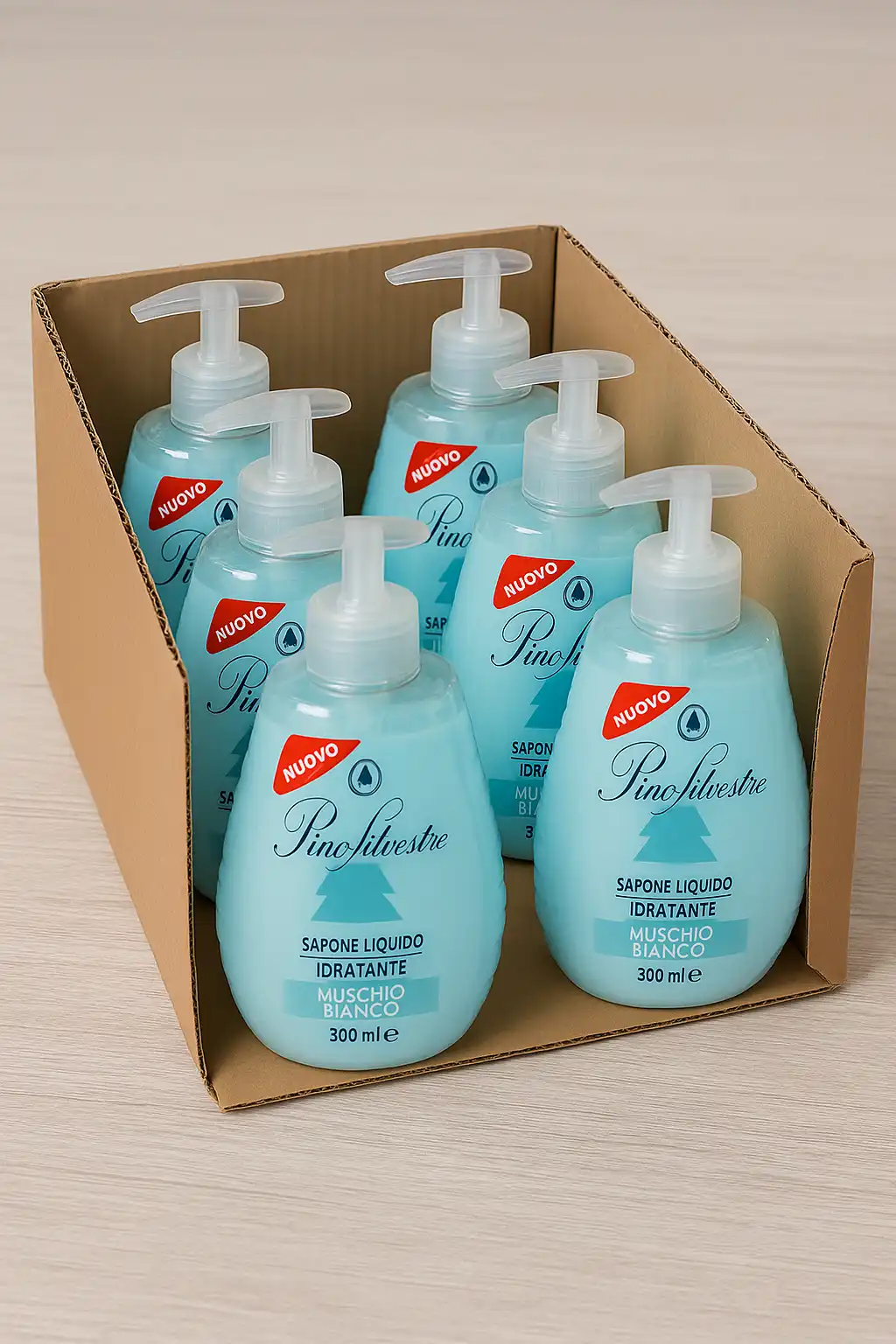 6X Pino Silvestre Sapone Liquido Idratante Muschio Bianco 300ml Mani Delicato