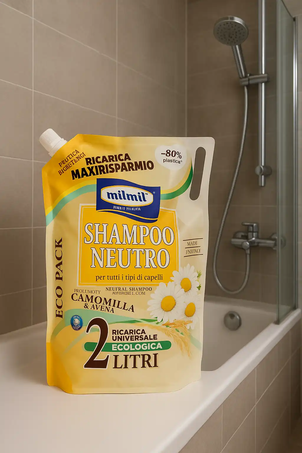 Milmil Shampoo Neutro Camomilla & Avena – Ricarica Universale Ecologica 2 Litri