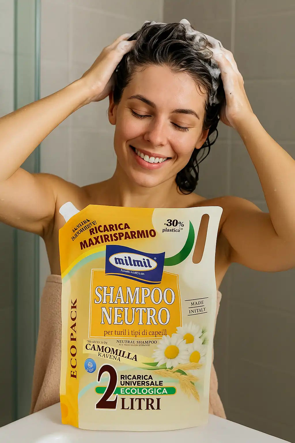 Milmil Shampoo Neutro Camomilla & Avena – Ricarica Universale Ecologica 2 Litri