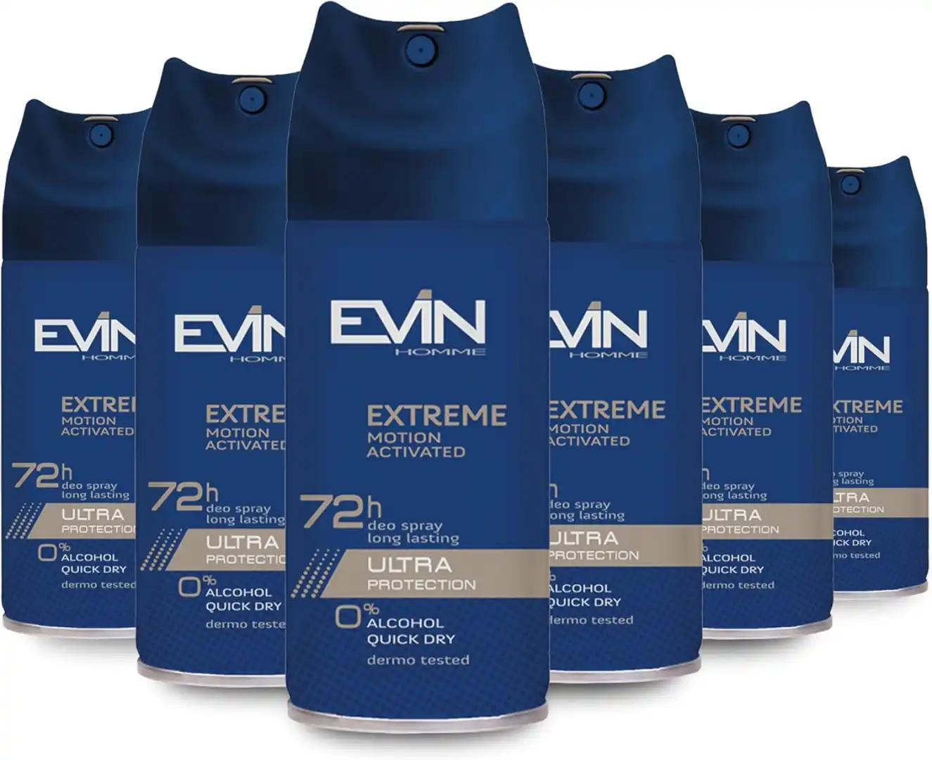 6x EVIN HOMME Deodorante Uomo Spray 150ml 72H Extreme Agrumi Lavanda Cedro