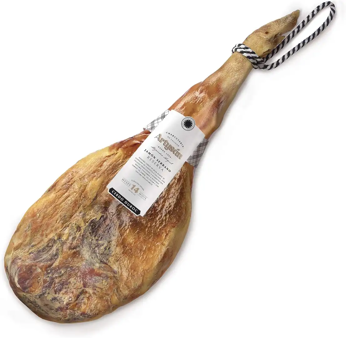Prosciutto Serrano Spagnolo 7kg con Supporto e Coltello Stagionatura 14 Mesi