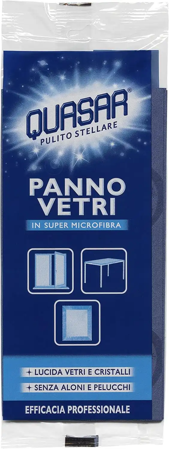 6 Pezzi Quasar Panno Vetri Super Microfibra per Cristalli Senza Aloni e Pelucchi