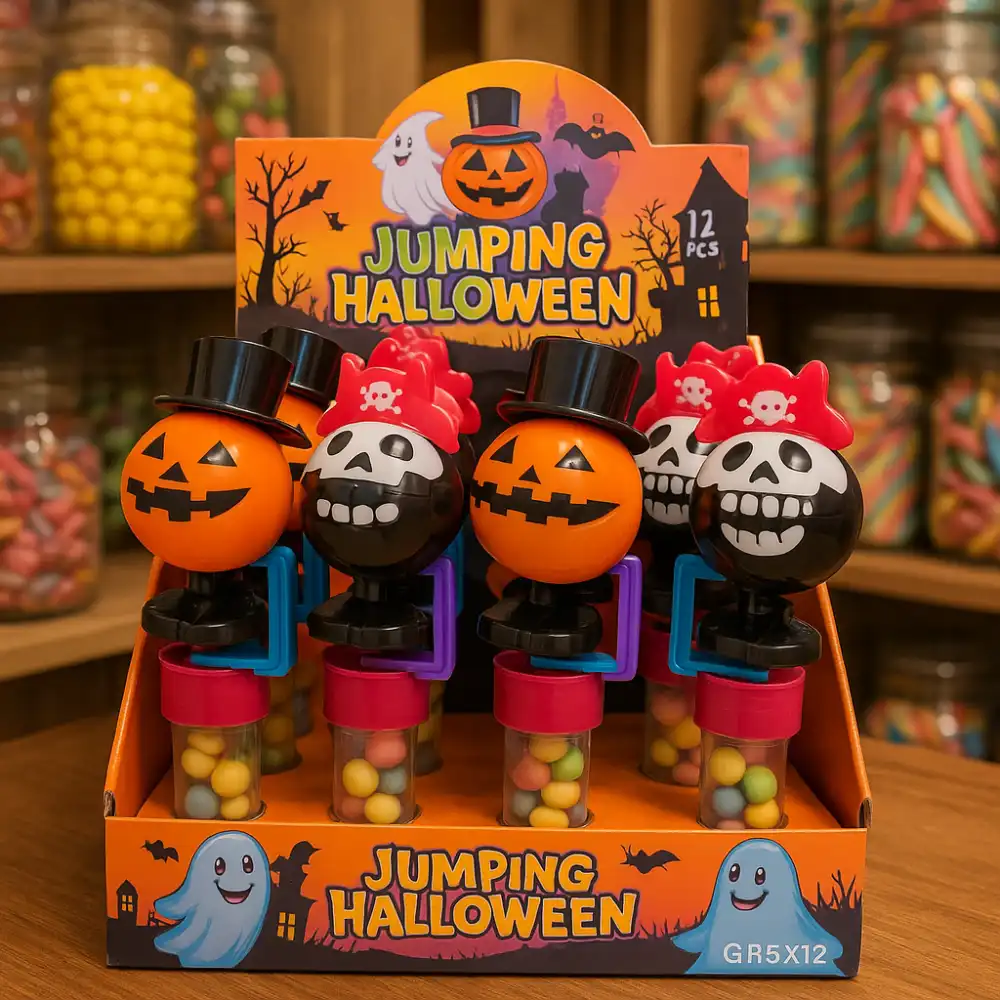 12X Jumping Halloween Toys con Caramelle 5g Giocattolo Dolcetto Festa Bimbi