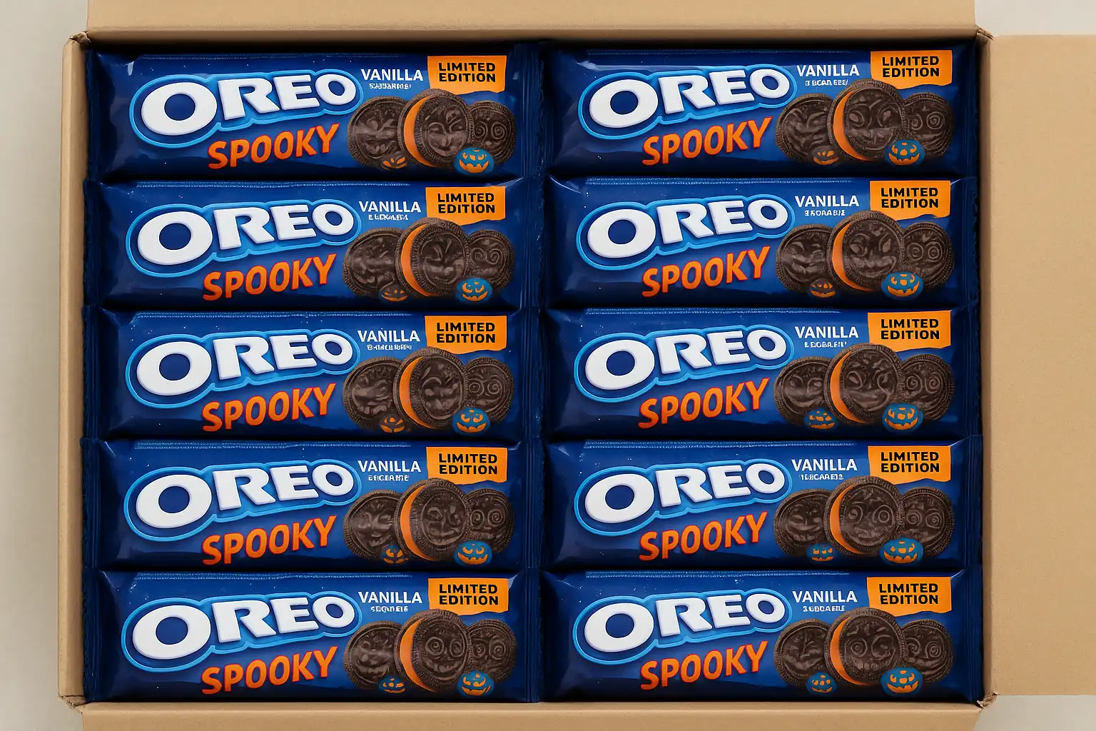 16X Oreo Spooky Biscotti Halloween 154g Cacao e Crema Vaniglia Limited Edition