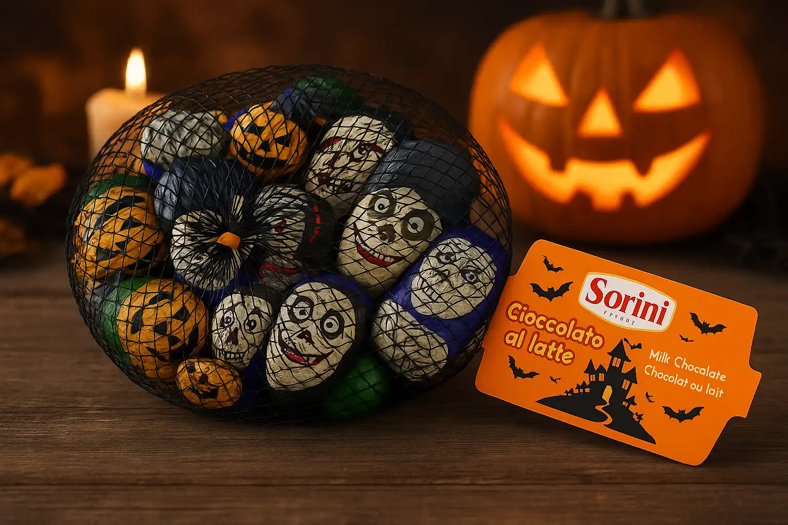 Sorini Halloween Cioccolatini al Latte Mix Retina 560g Dolcetti Mostriciattoli