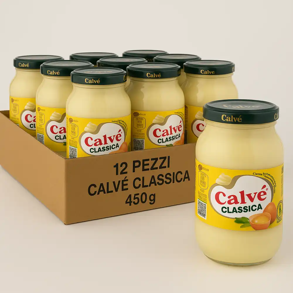 Calvé Maionese Classica Vaso 225 ml, Gusto Autentico e Cremoso Confezione da 12