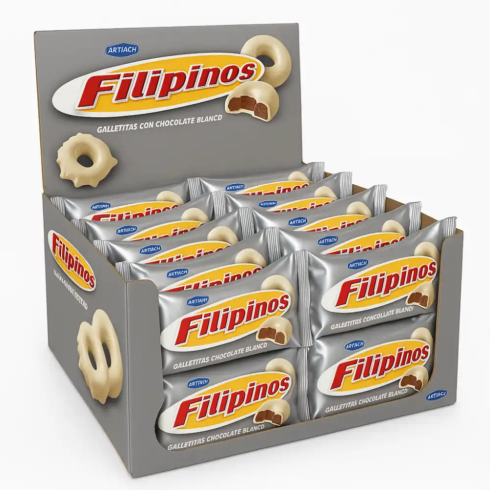 Filipinos Cioccolato Bianco 14x29,6g – Biscotti Croccanti Ricoperti Golosi
