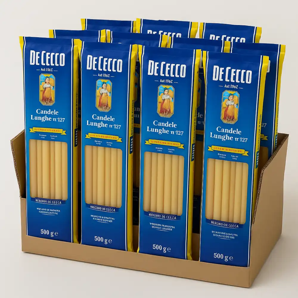 12 x De Cecco Candele Lunghe Pasta di Semola di Grano Duro 500g Confezione