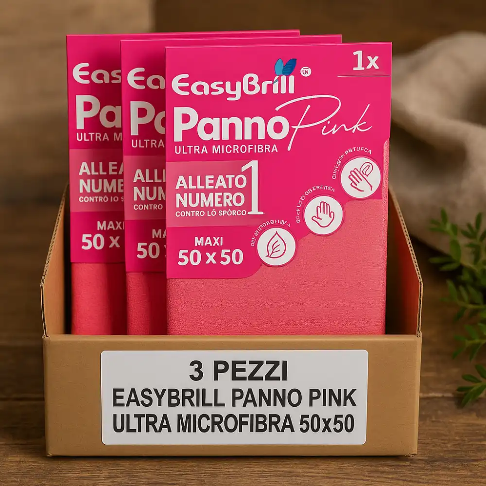 3x EasyBrill Panno Pink Microfibra 50x50 – Multiuso Morbido e Assorbente