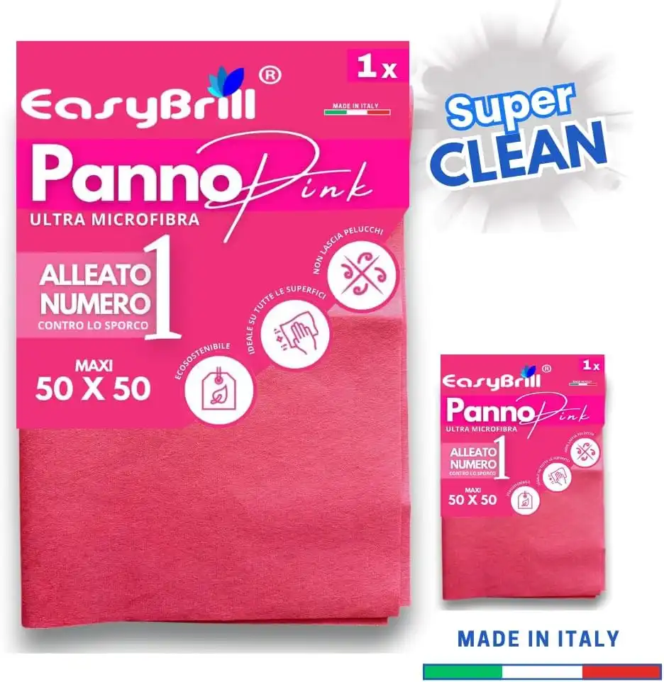 3x EasyBrill Panno Pink Microfibra 50x50 – Multiuso Morbido e Assorbente