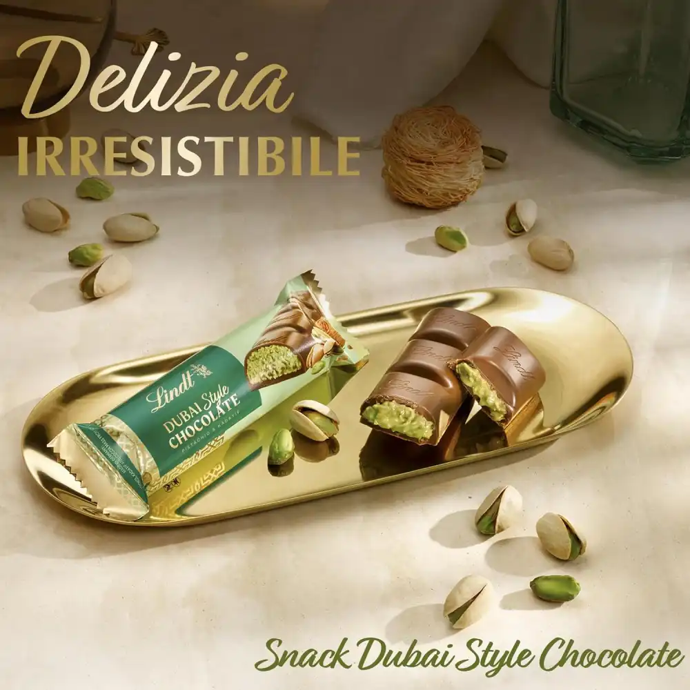 Lindt Dubai Style Chocolate 40g – Snack Cioccolato Latte Ripieno Pistacchio