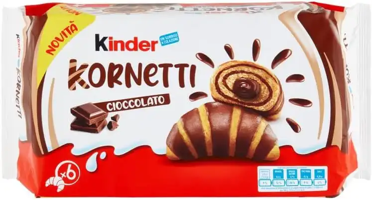 Kinder Kornetti Cioccolato – 6 confezioni da 6 pezzi – Cornetti soffici ripieni