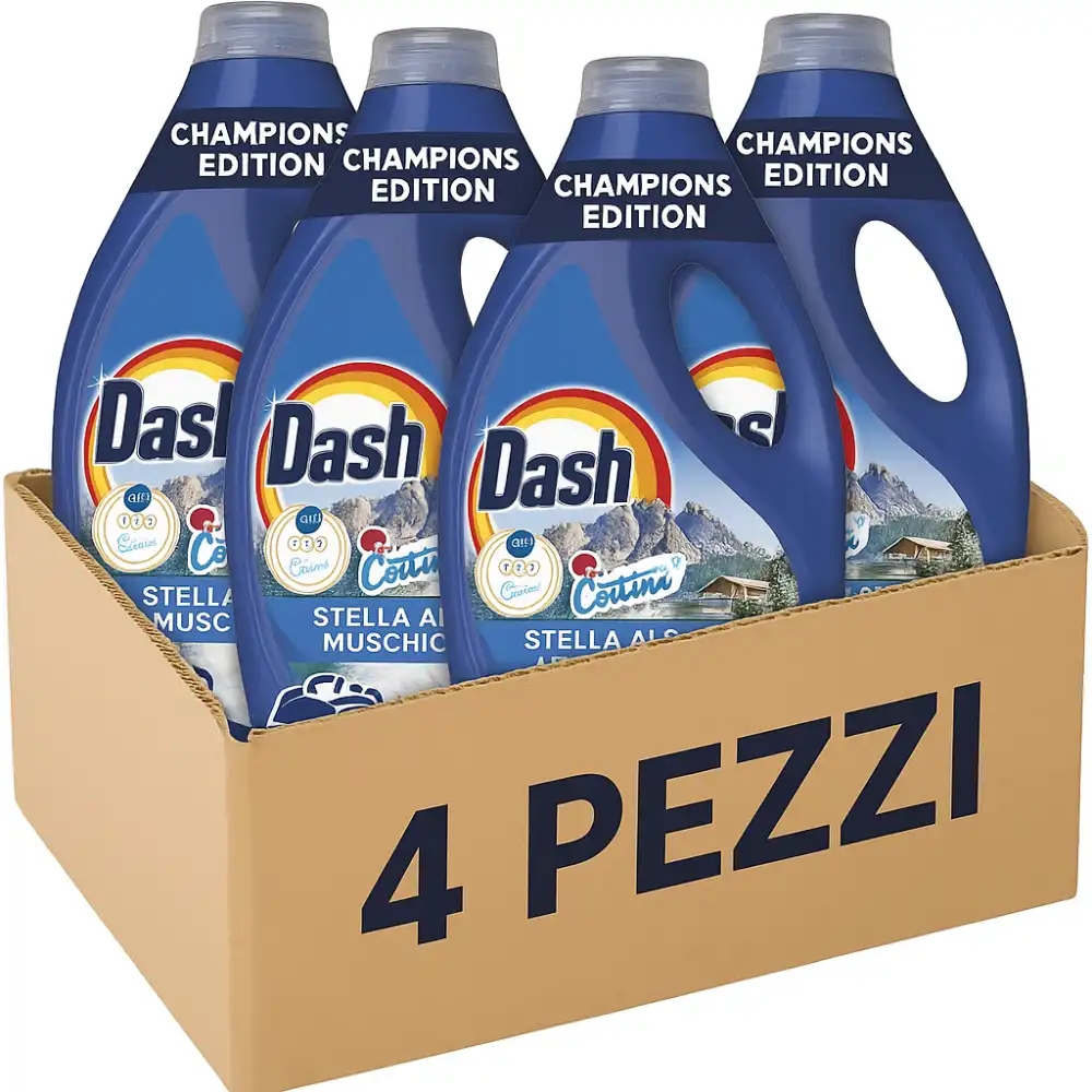 4x Dash Detersivo Liquido Lavatrice 60 Lavaggi Stella Alpina Muschio Bianco