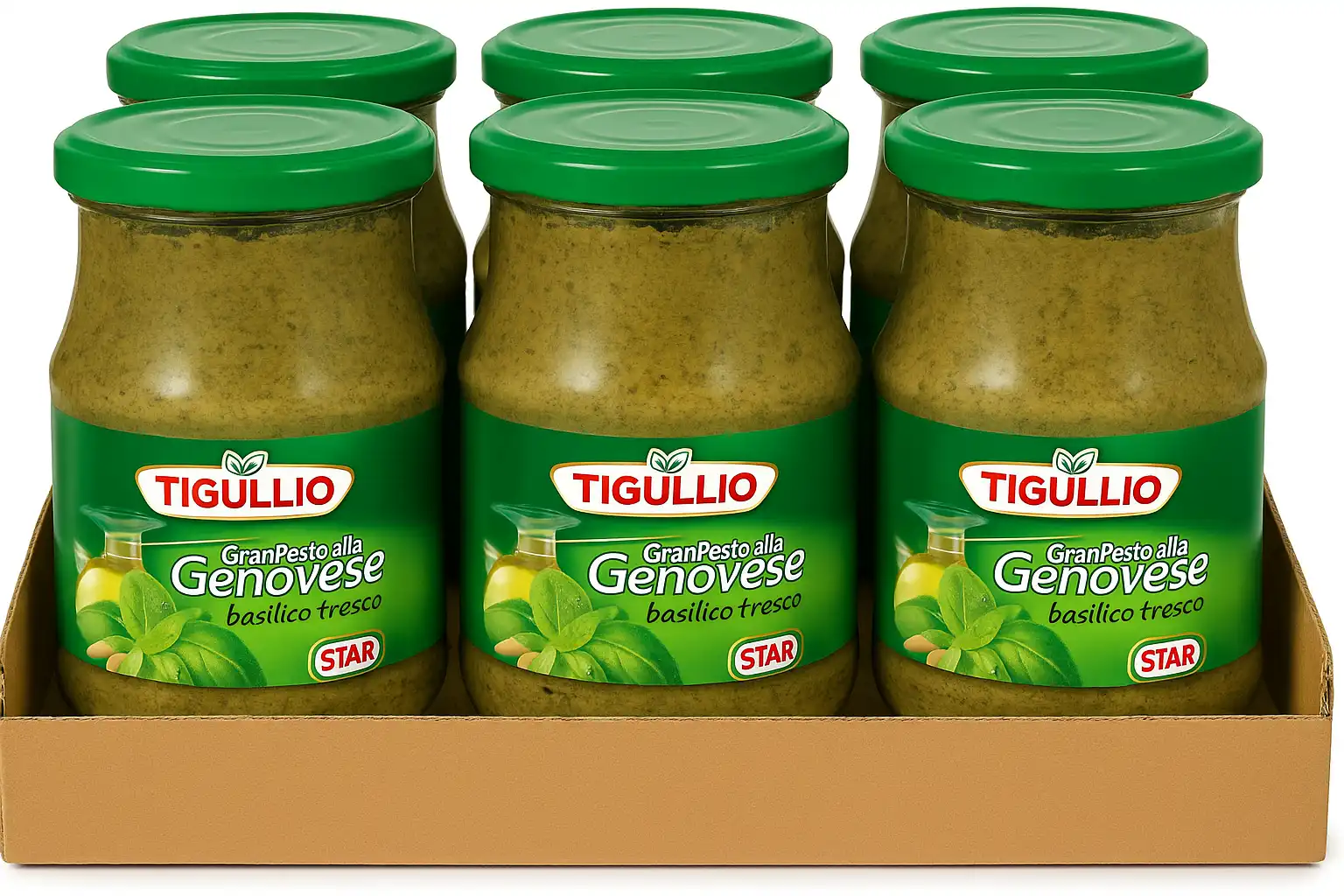 6x Tigullio Gran Pesto alla Genovese 500g Star – Basilico Fresco e Cremoso