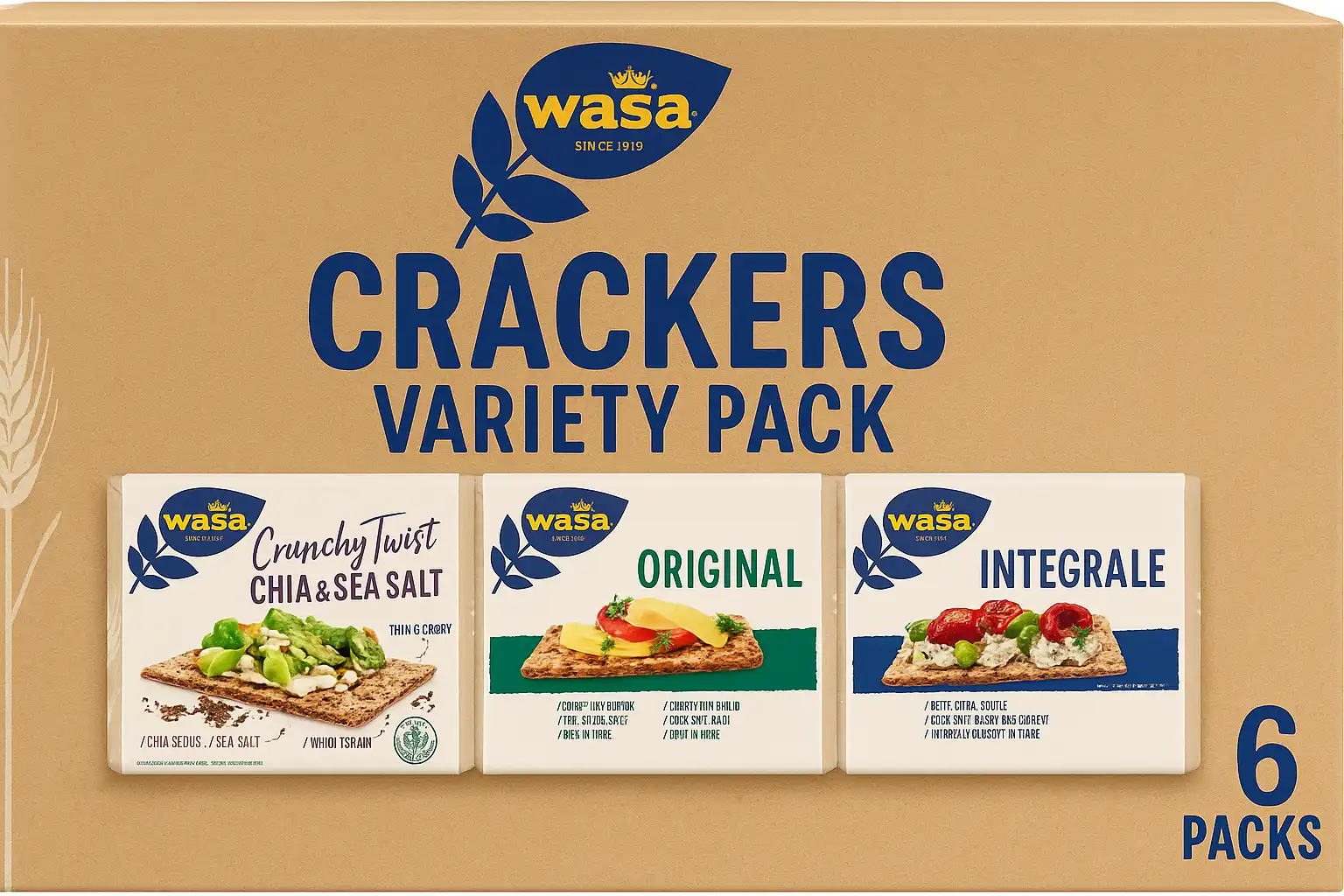 Box Degustazione Wasa 6x – Chia & Sea Salt, Original, Integrale Ricchi Fibre
