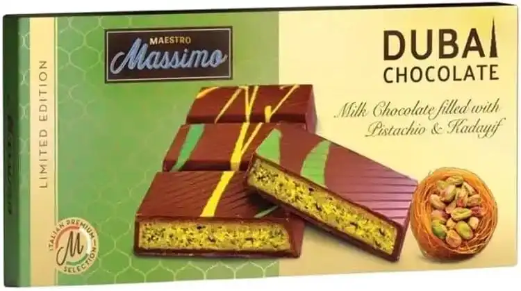 3x Dubai Chocolate 200g – Cioccolato al Latte Ripieno Pistacchio e Kadaifi