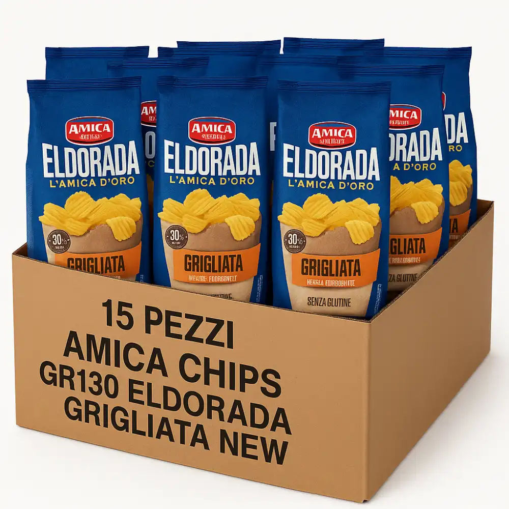 15x Amica Chips Eldorada Grigliata 130g –Patatine Croccanti Spesse Senza Glutine