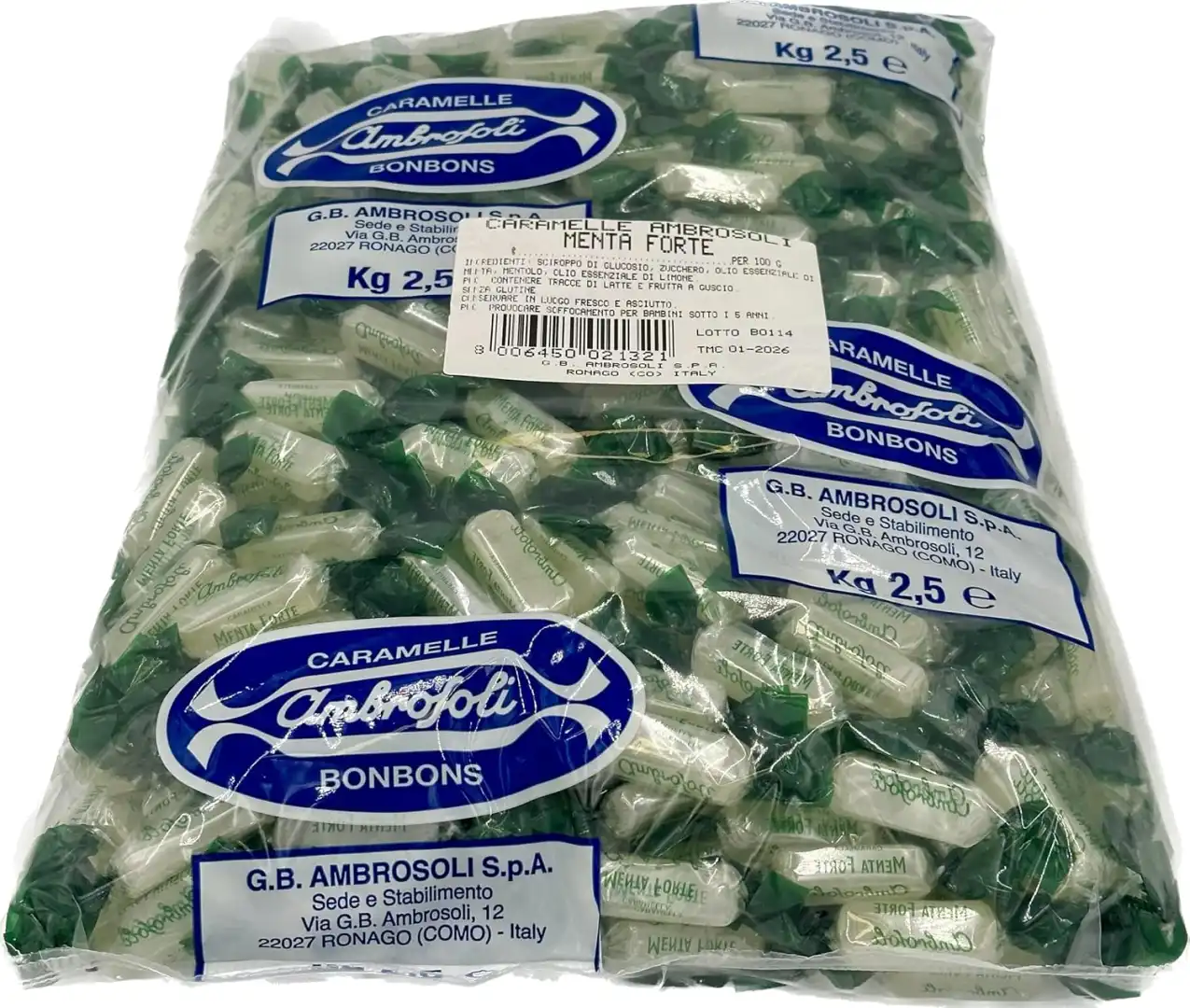Caramelle Dure Alla Menta Forte Confezione Grande Da 2,5 Kg Fresche Aromatiche