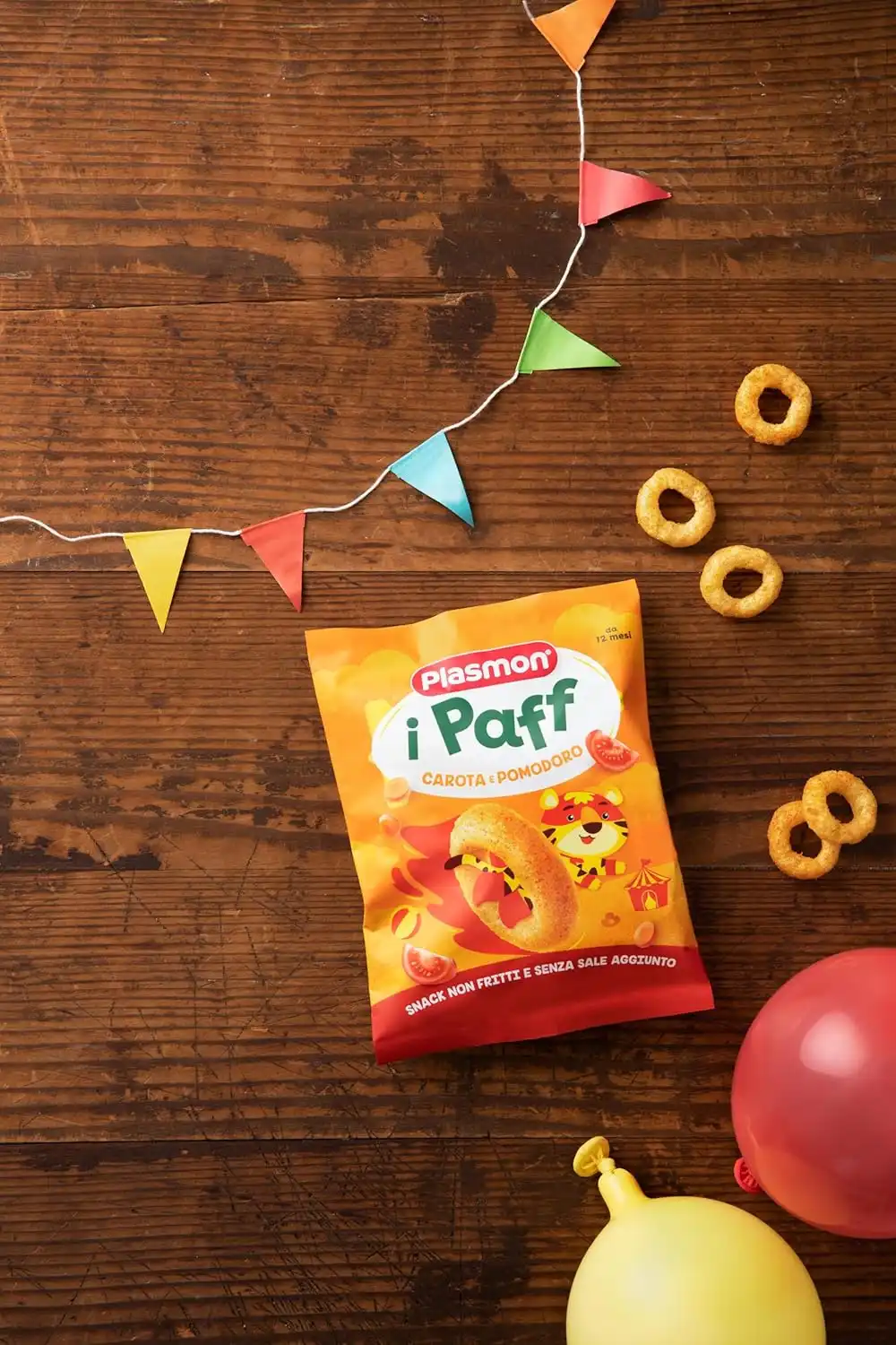 5x Plasmon Paff Carota e Pomodoro 15g – Snack Bimbi Non Fritti Senza Sale