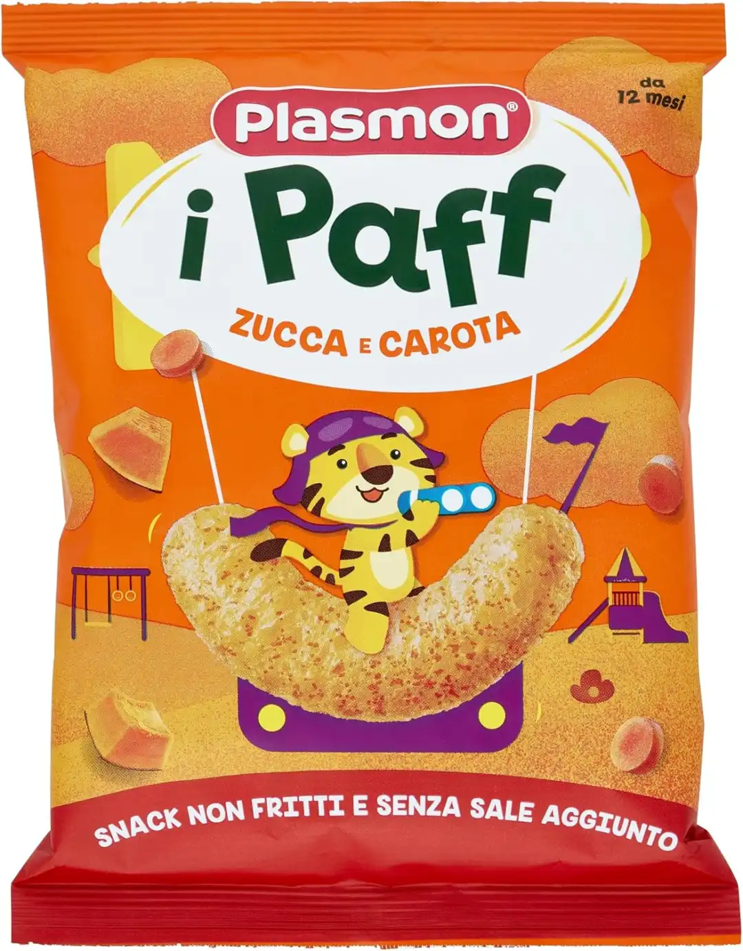 5x Plasmon Paff Zucca e Carota 15g – Snack Bimbi Non Fritti Senza Glutine