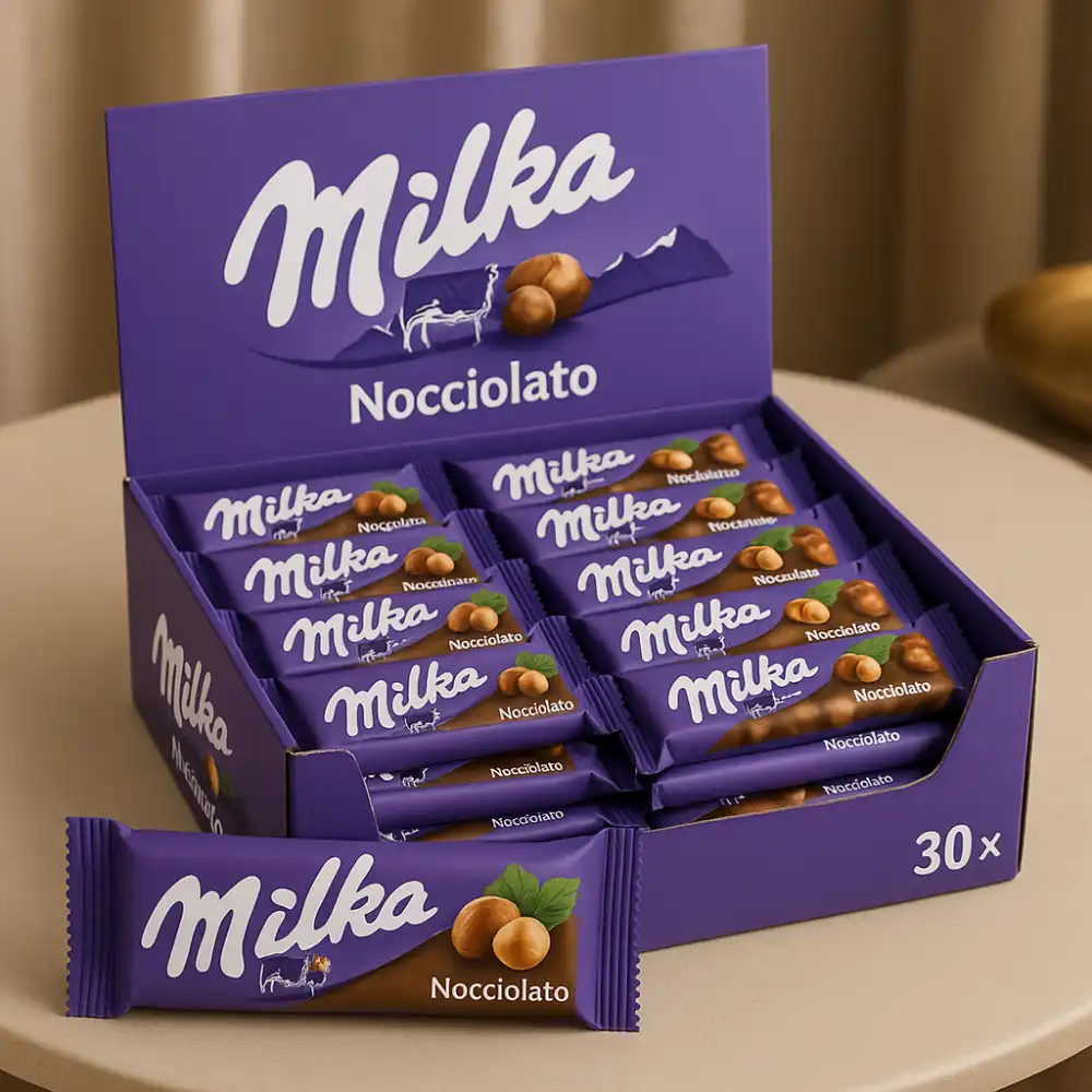 30x Tavoletta Cioccolato Milka Nocciolato 45g Cioccolato al Latte con Nocciole