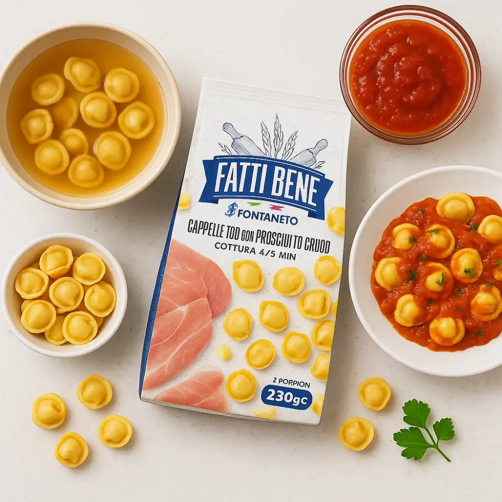 12 Pezzi Cappelletti Fatti Bene 250g Ripieni Prosciutto Crudo Alta Qualità