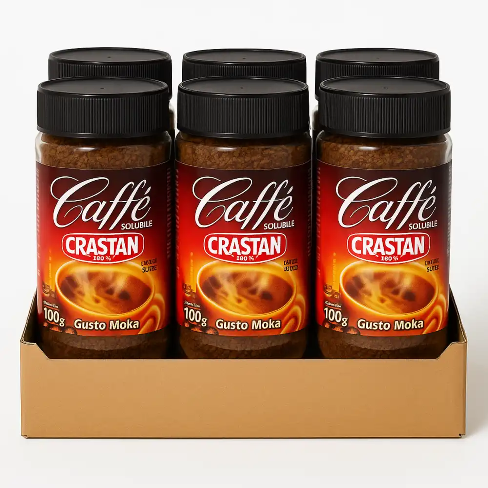 6 Vasetti Caffè Solubile Gusto Moka Crastan Instantaneo Da 100g Pratico E Veloce