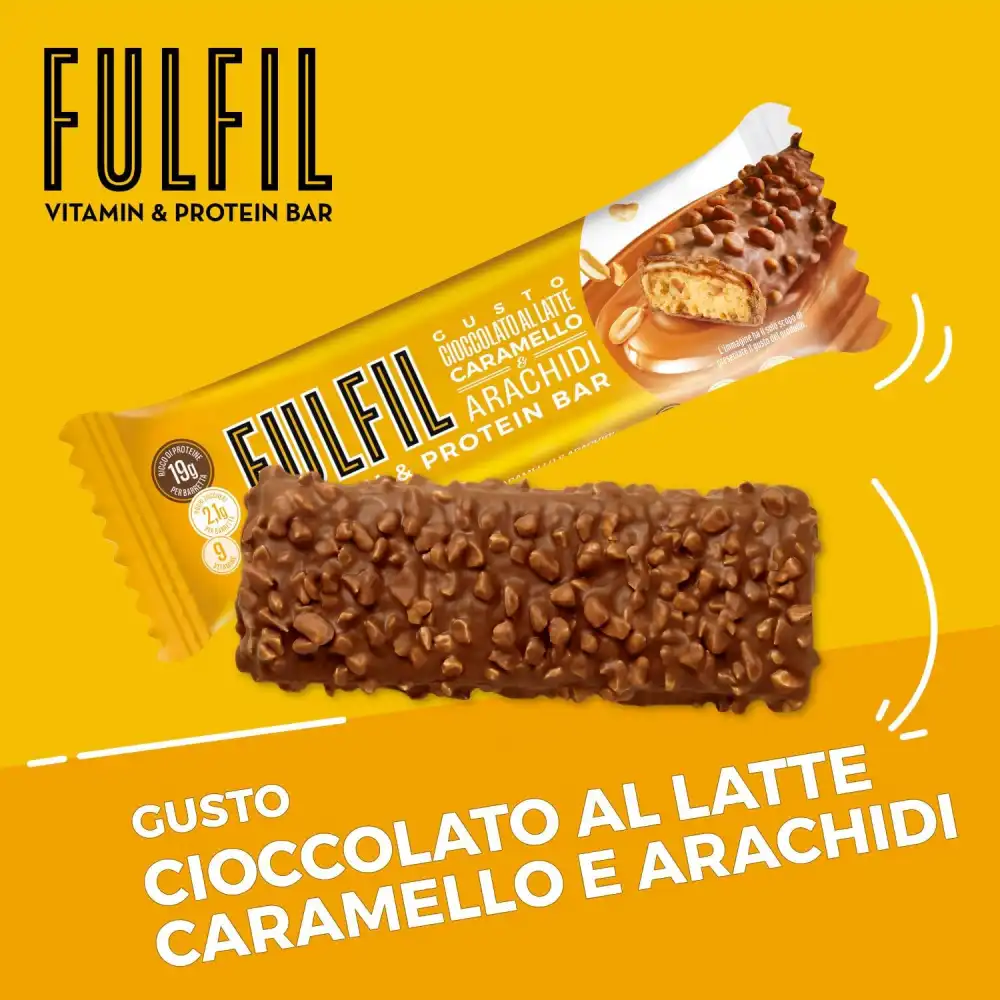 Fulfil 15 Barrette Proteiche 55g Cioccolato Al Latte Caramello Arachidi Vitamine