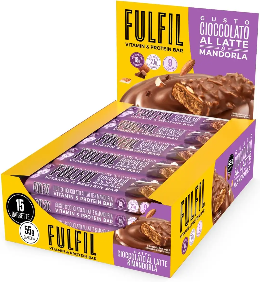 Fulfil 15 Barrette Proteiche 55g Cioccolato Al Latte E Mandorla Con Vitamine