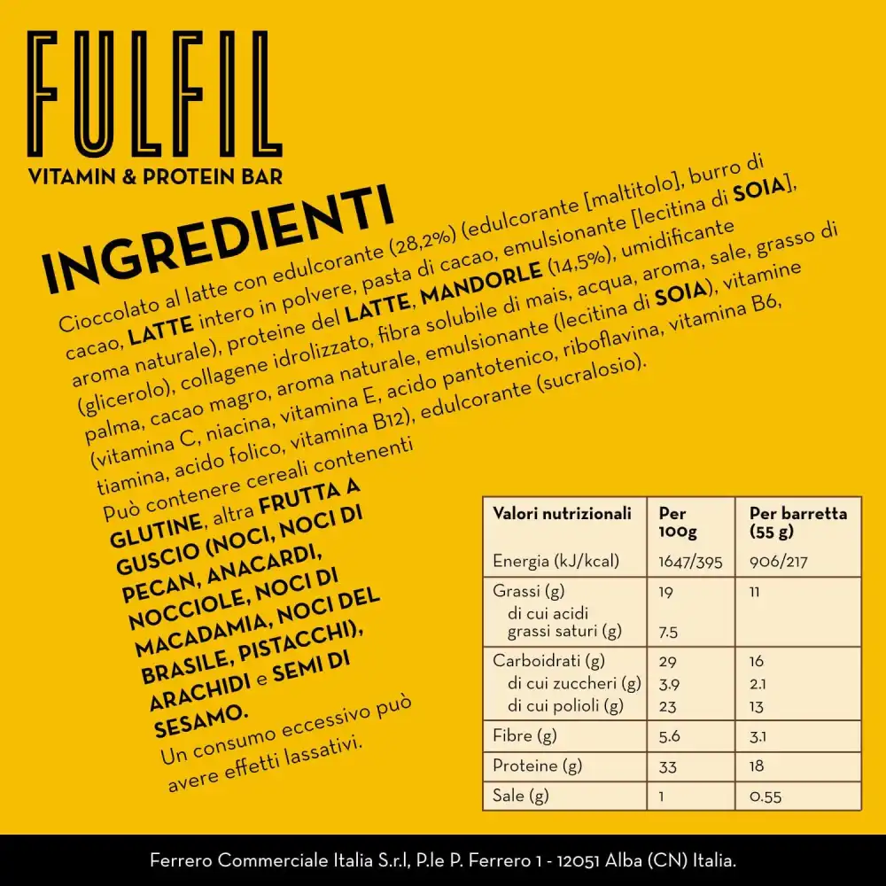 Fulfil 15 Barrette Proteiche 55g Cioccolato Al Latte E Mandorla Con Vitamine
