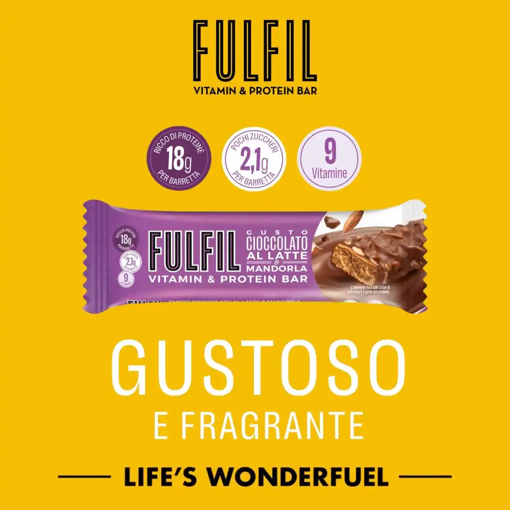 Fulfil 15 Barrette Proteiche 55g Cioccolato Al Latte E Mandorla Con Vitamine