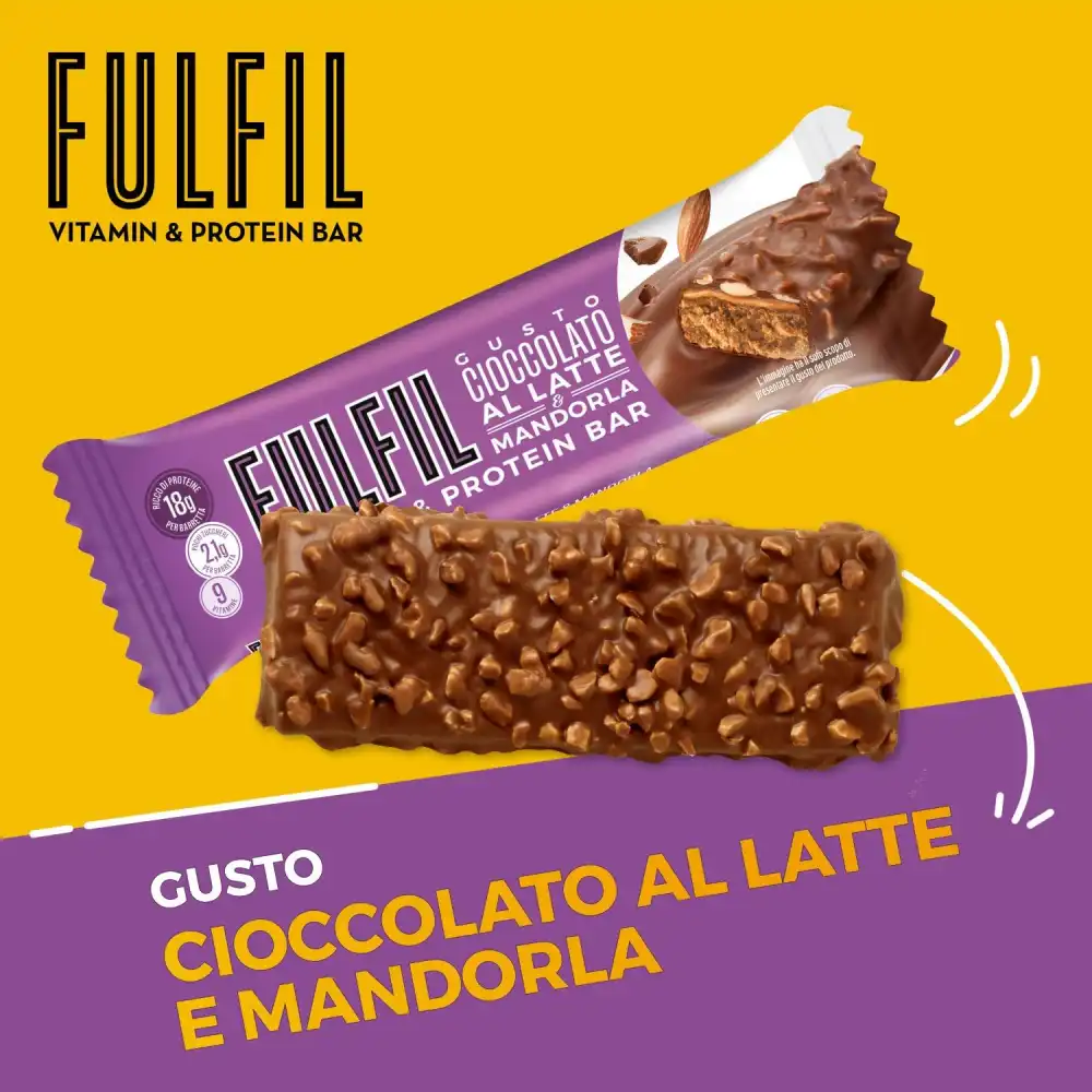 Fulfil 15 Barrette Proteiche 55g Cioccolato Al Latte E Mandorla Con Vitamine