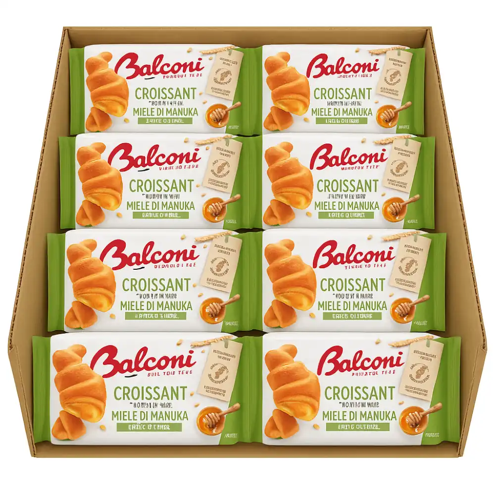 8x Balconi Croissant Doppia Sfoglia al Miele di Manuka Fonte di Fibre