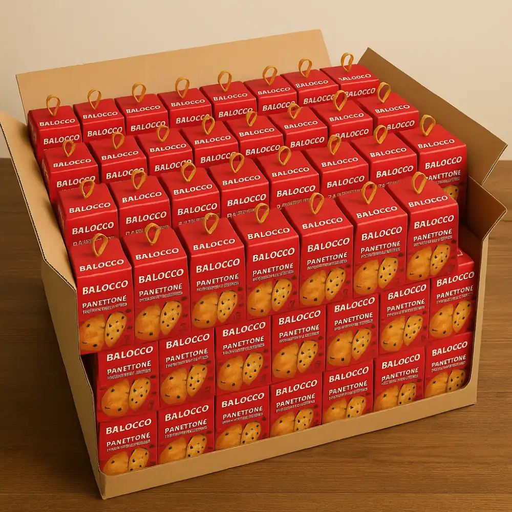 32 Pezzi Balocco Mini Panettone Gr90 Gocce Di Cioccolato Soffice E Goloso