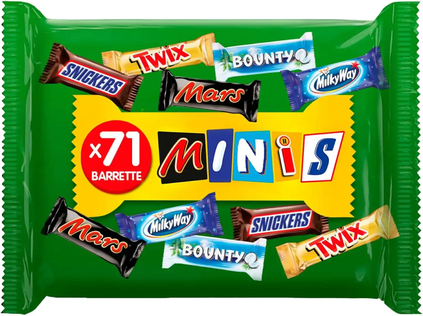 Mixed Minis 71 Barrette Cioccolato Assortite 1.4Kg Mars Twix Bounty Snickers