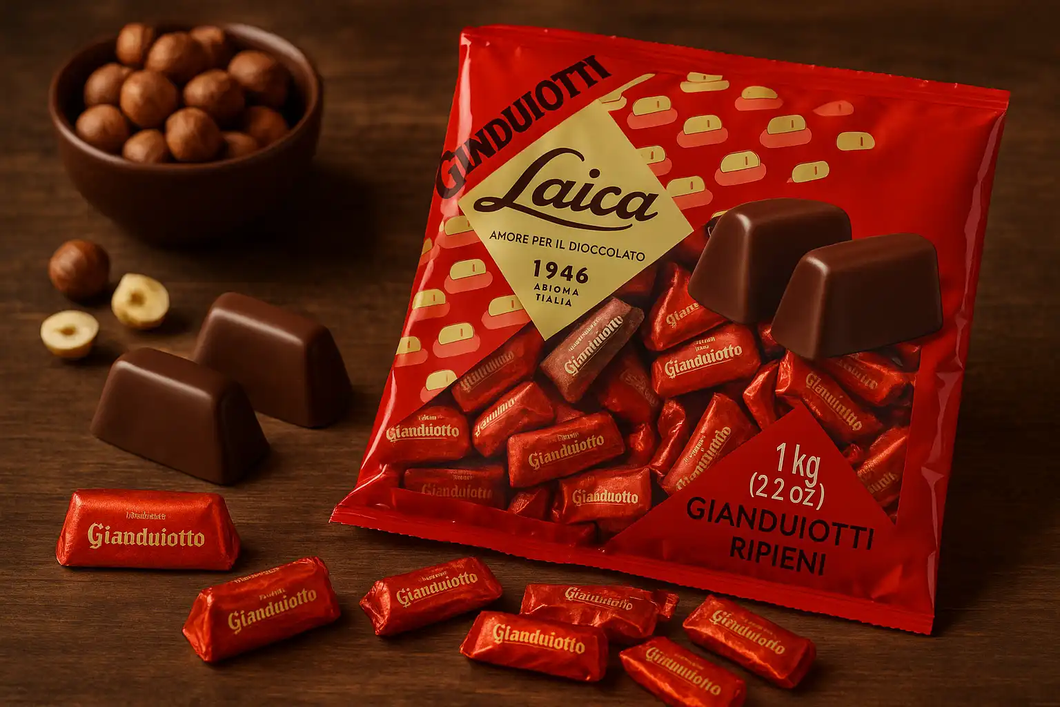 Laica Gianduiotti Ripieni Cacao 1Kg Cioccolatini Italiani Fini E Cremosi