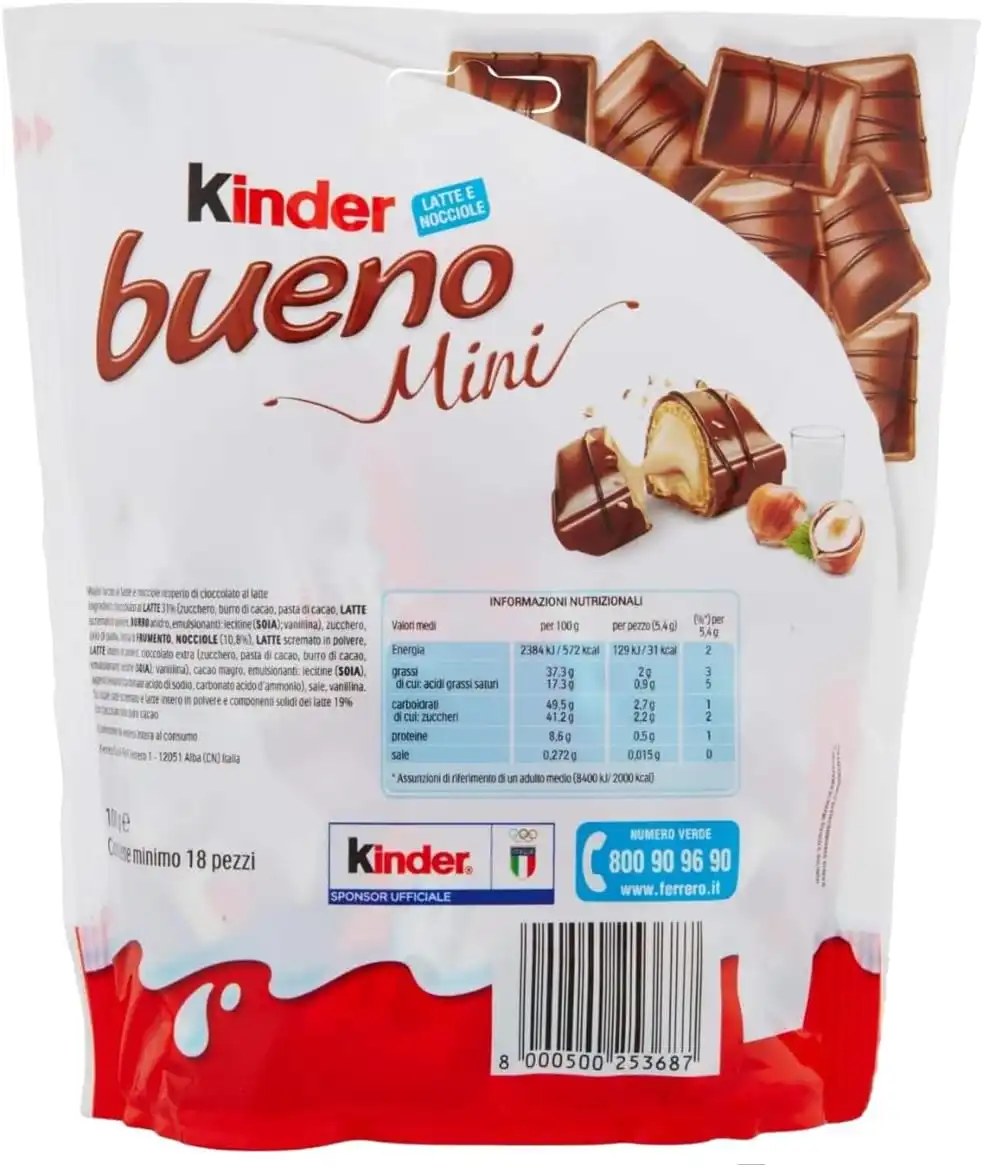 Ferrero Kinder Bueno Mini 108G Praline Di Cioccolato Al Latte E Nocciole