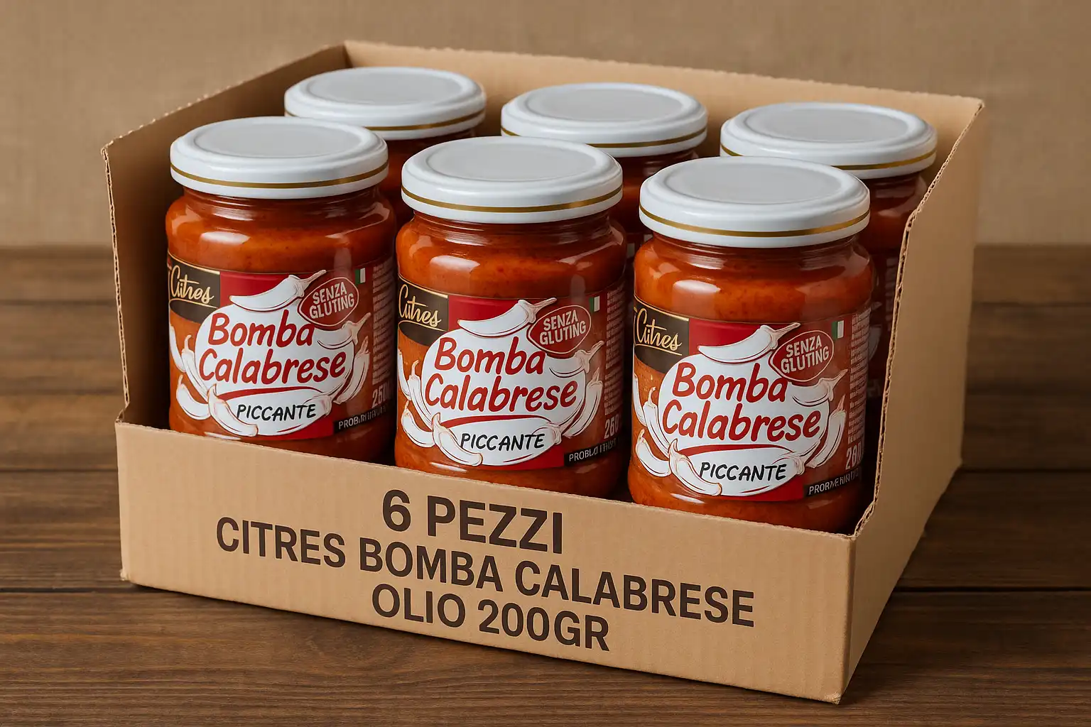 Bomba Calabrese Piccante in Olio 6x200g Senza Glutine Condimento Italiano