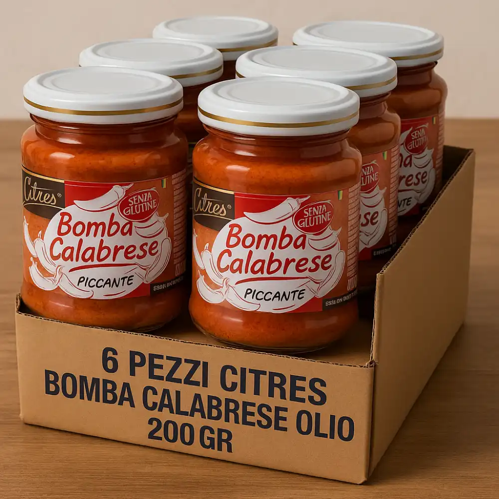 Bomba Calabrese Piccante in Olio 6x200g Senza Glutine Condimento Italiano