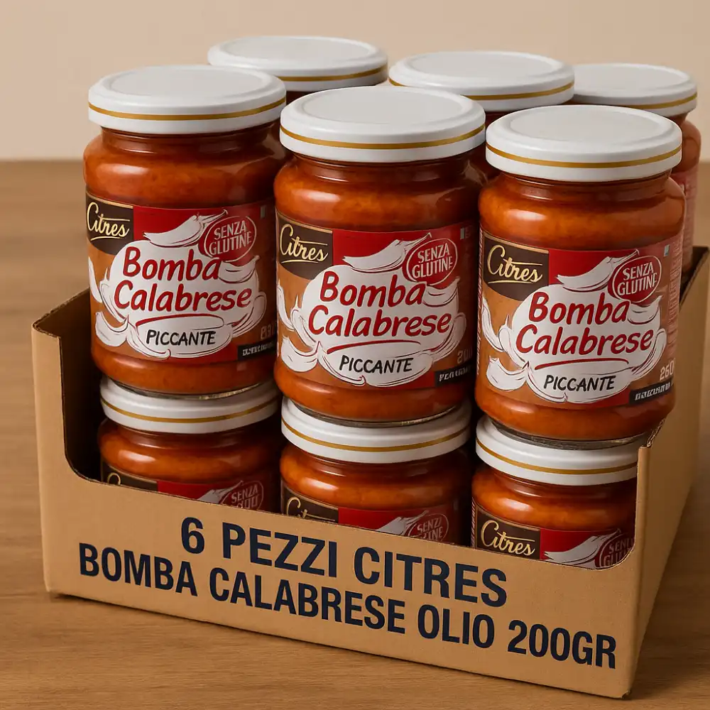 Bomba Calabrese Piccante in Olio 6x200g Senza Glutine Condimento Italiano