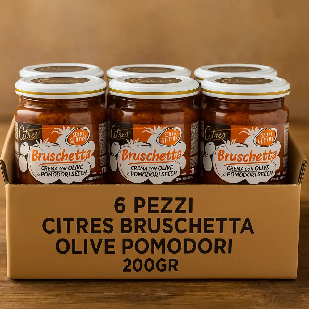 Crema Bruschetta Olive e Pomodori Secchi 6x200g Senza Glutine Italiana