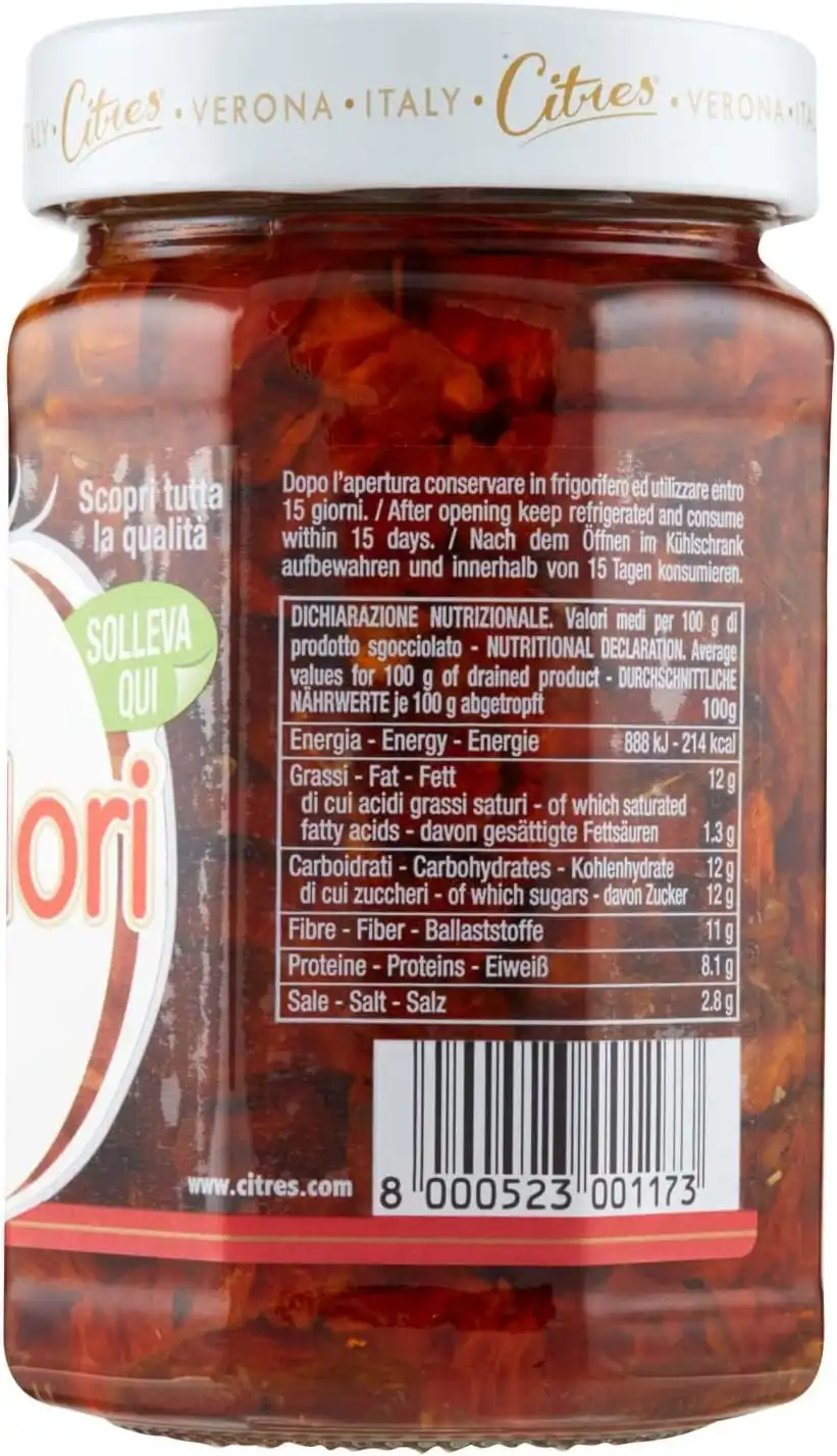 Pomodori Secchi a Filetti in Olio 12x290g Pratici in Cucina Prodotto Italiano